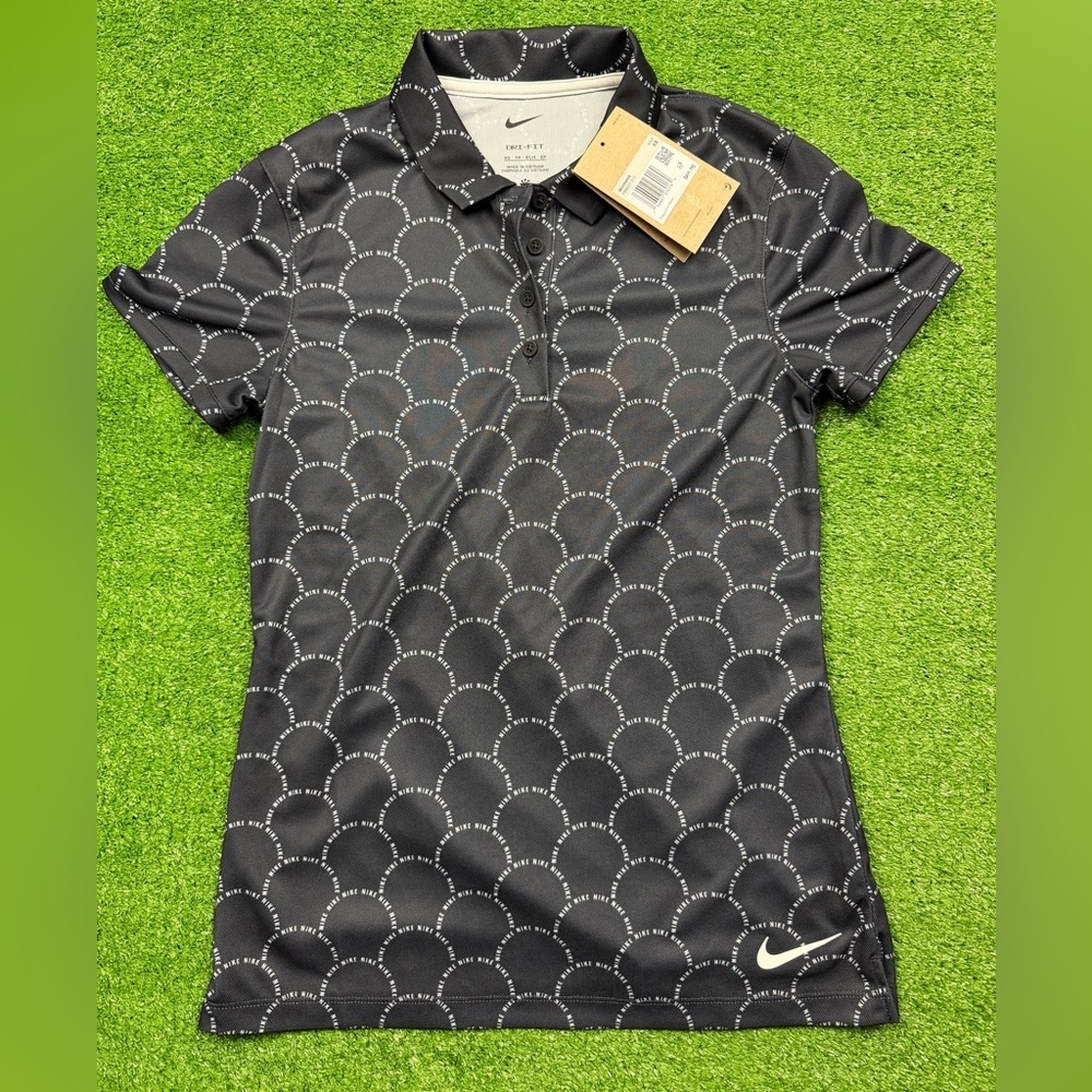 Nike Women's Medium Dri FIT Victory Print Polo Golf Shirt FB8527 010 NWT